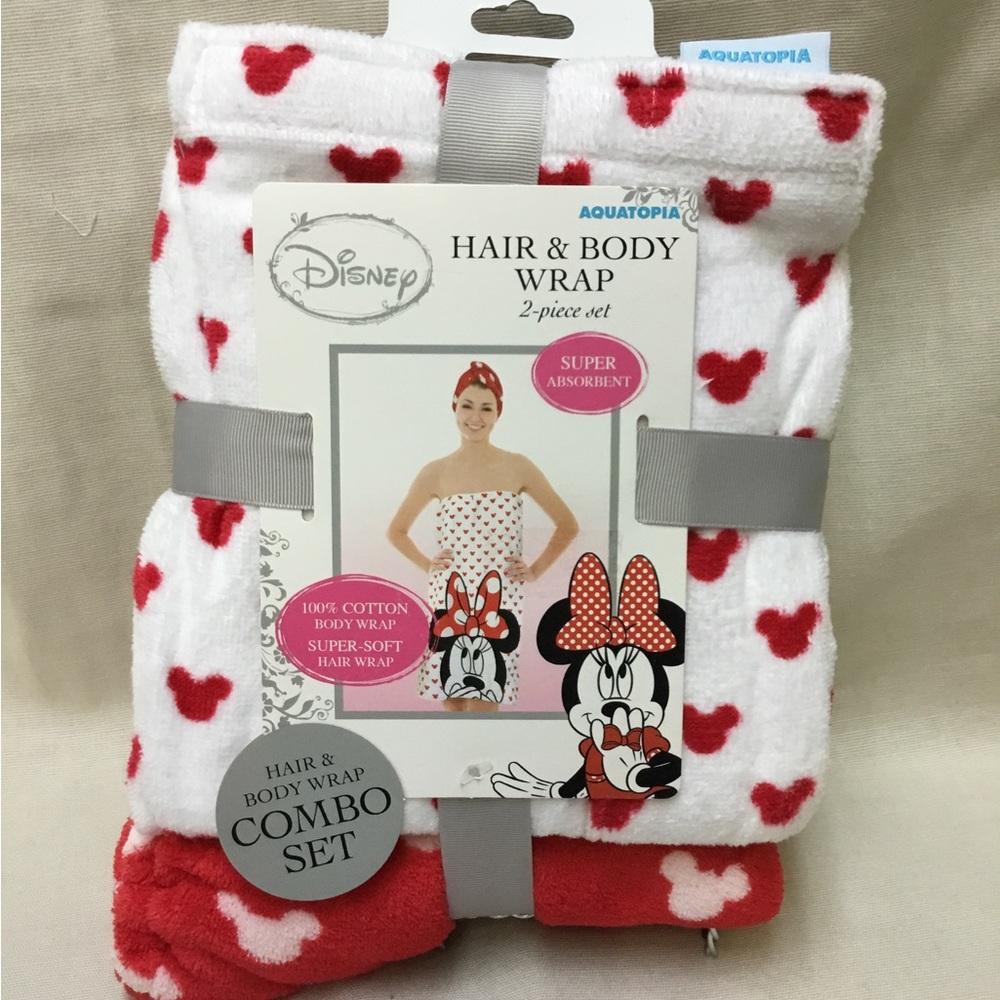 Disney Mini Mouse Towel & Head Wrap New